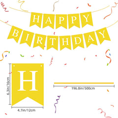 Hooqict yellow birthday garland flag adds color to walls and mantels
