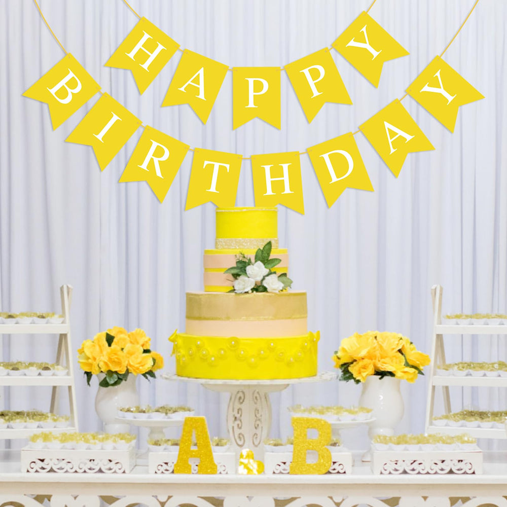Hooqict yellow party flag bunting for yard or garden celebrations