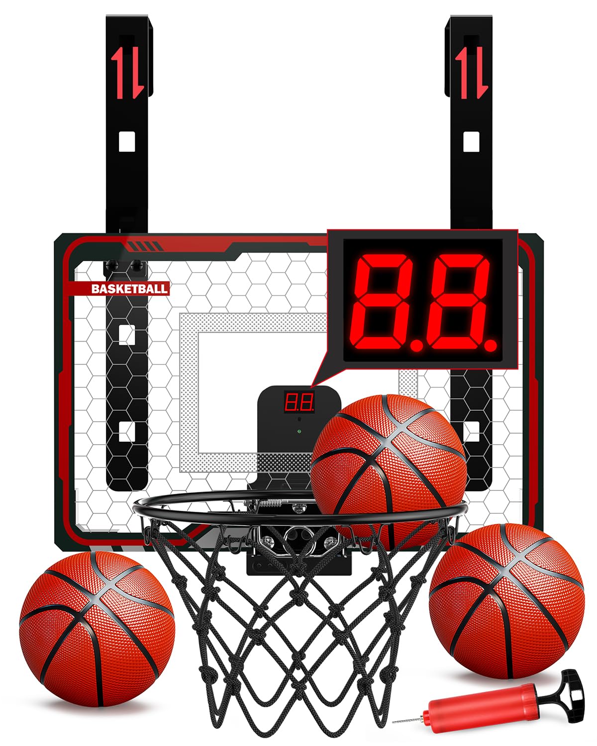 HopeRock indoor basketball hoop with LED scoreboard for kids' practice
