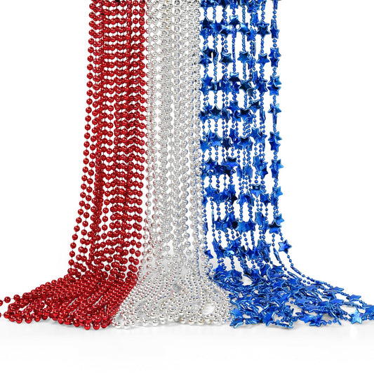 HOOSUN 4th of July beaded necklace with red round beads, comfortable festive wear.