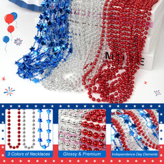 HOOSUN 4th of July silver round beads necklace, durable and non-irritating.