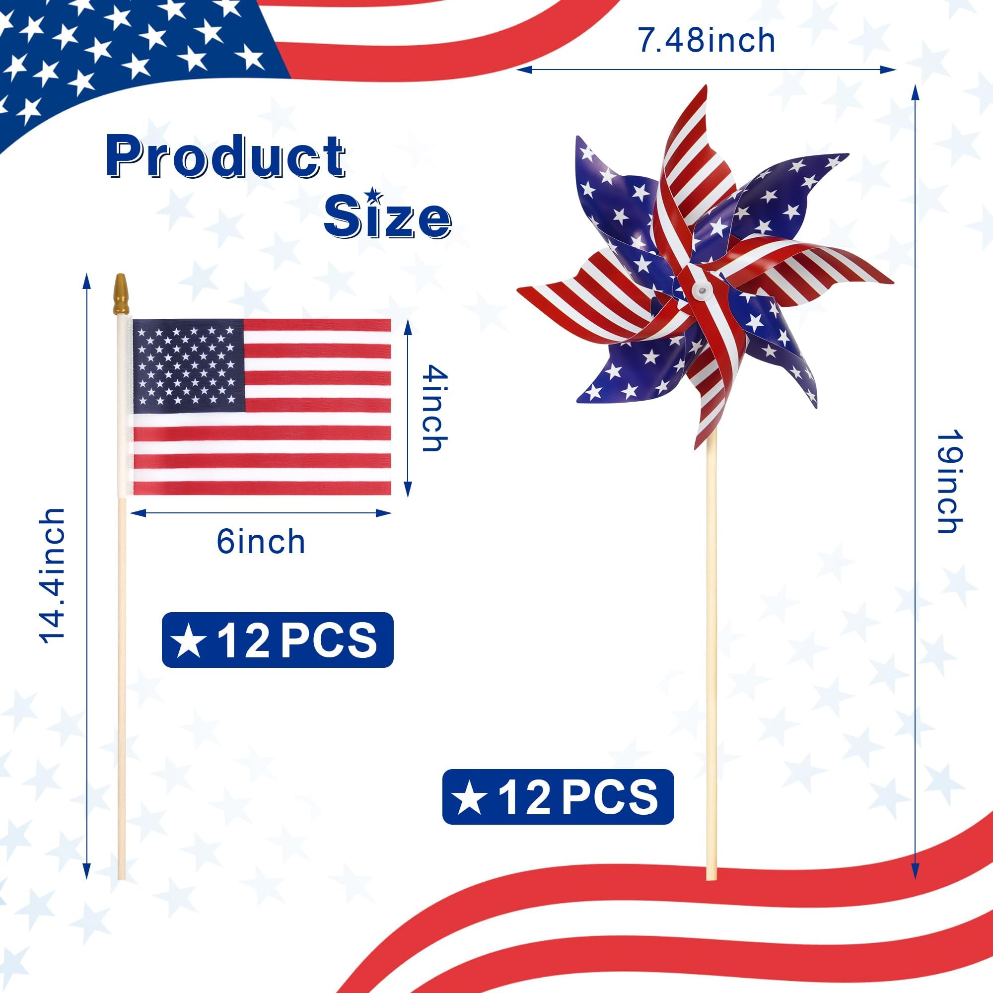 HOOSUN easy-assembly patriotic pinwheels ready to install