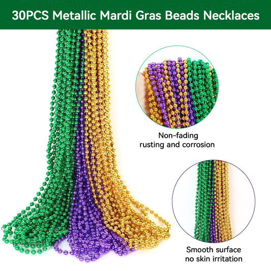 HOOSUN Mardi Gras beads closeup shows glossy finish and quality