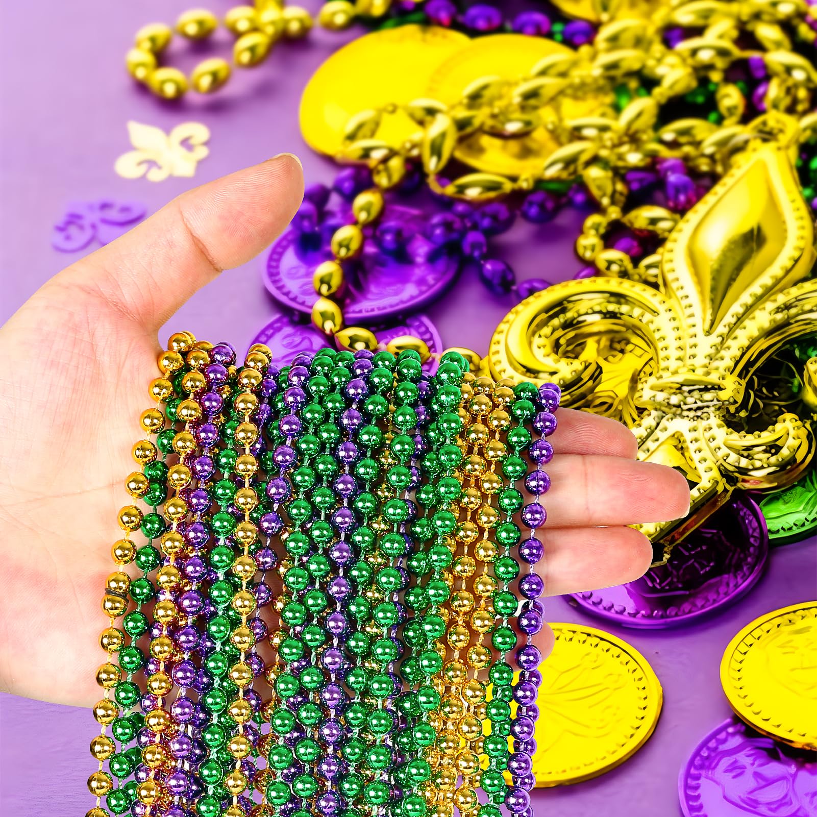 HOOSUN Mardi Gras beads used as kid-friendly party favors at celebrations