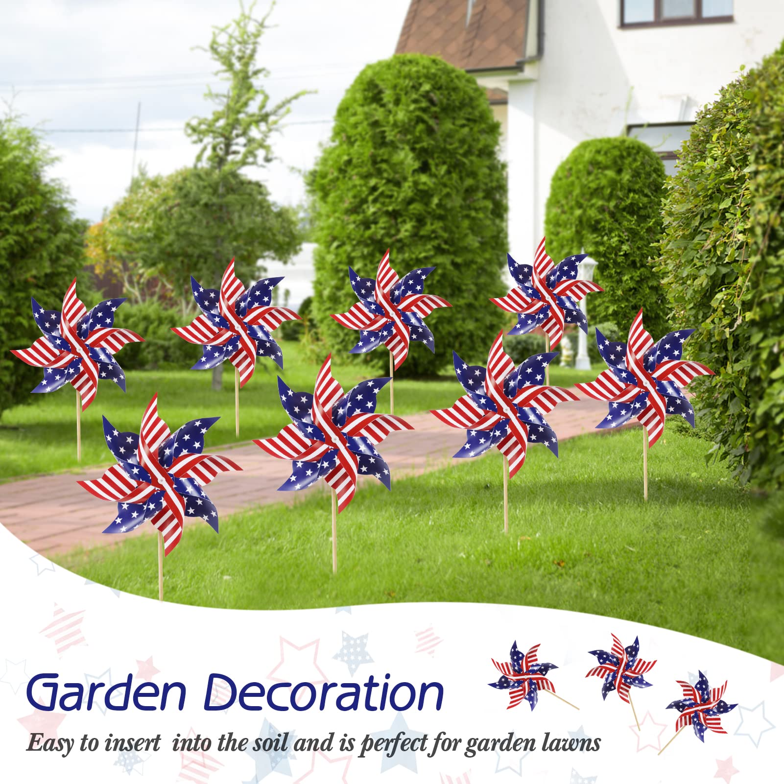 HOOSUN patriotic pinwheels stars and stripes for outdoor decor