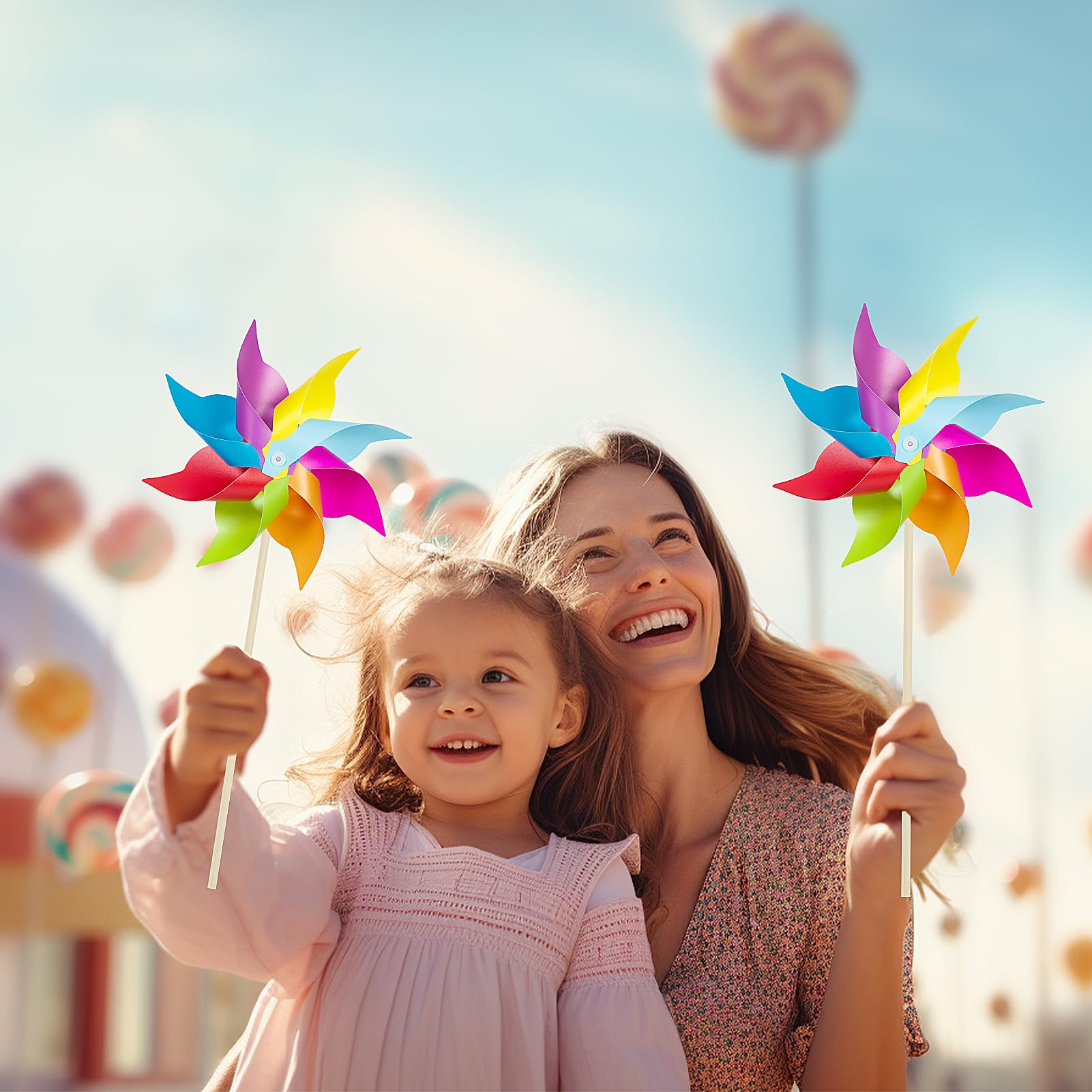 HOOSUN rainbow pinwheels colorful party decor for events and celebrations