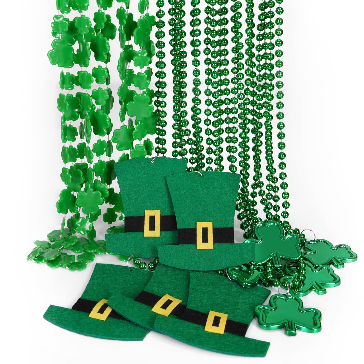 HOOSUN green clover beads necklace for festive St Patrick's Day décor.