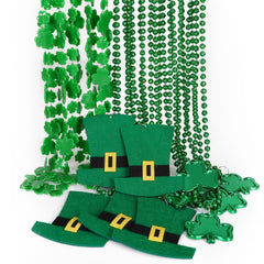HOOSUN green clover beads necklace for festive St Patrick's Day décor.
