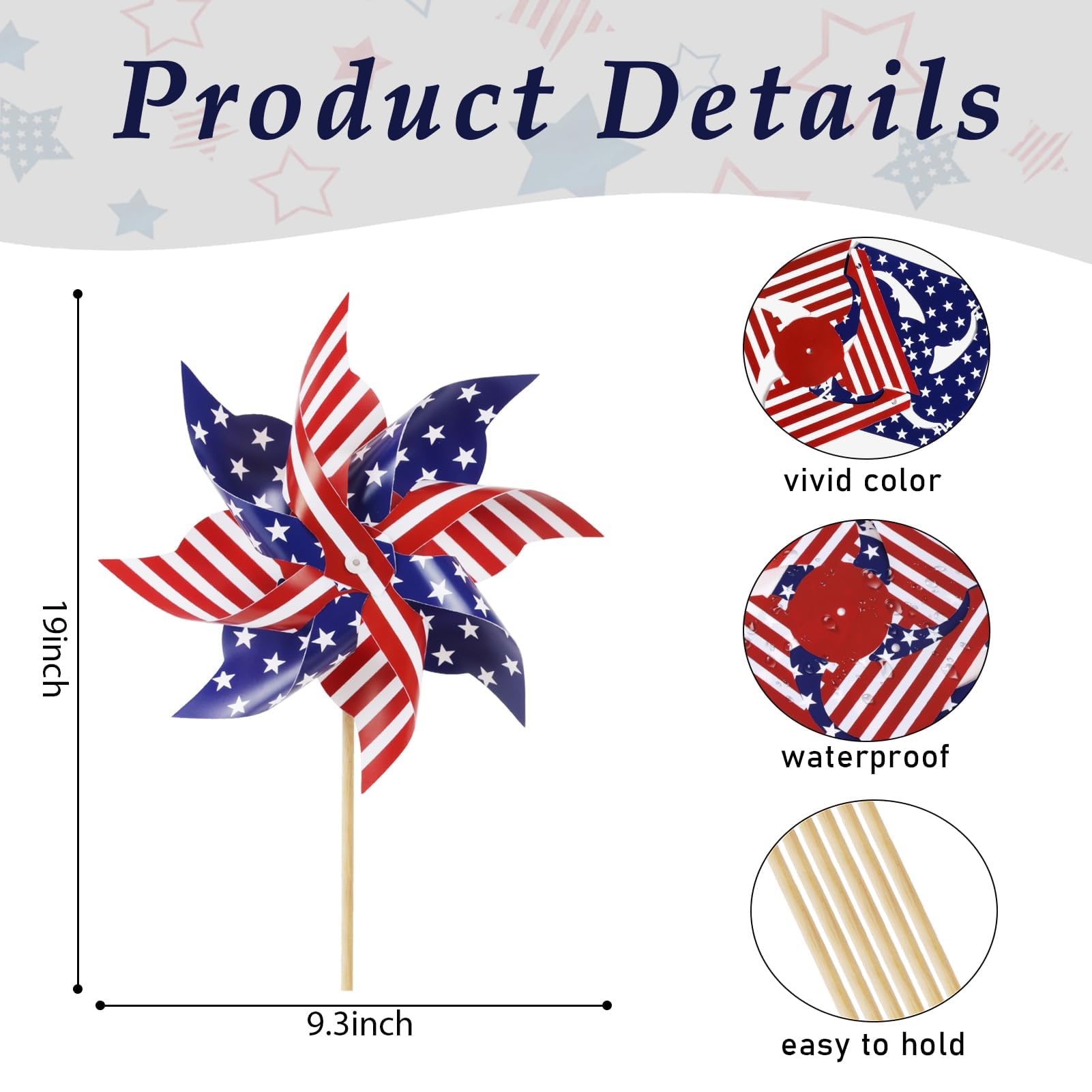 HOOSUN US flag pinwheels for patio and lawn decor
