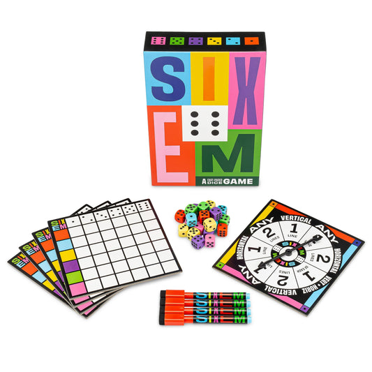 Hootenanny Games Sixem board and dice setup for strategic play