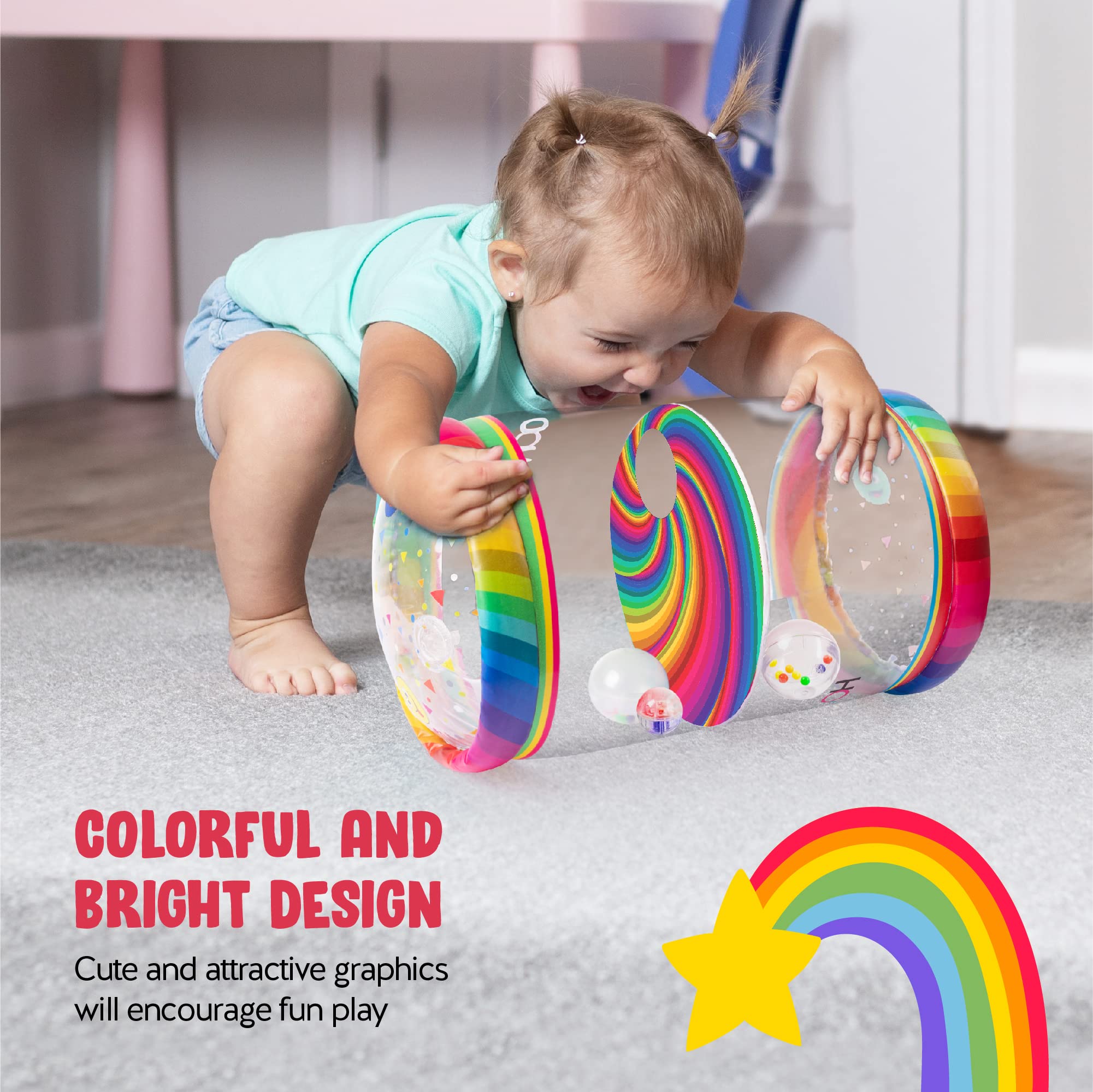 Hoovy Rainbow Swirls easy inflation and quick deflation for setup