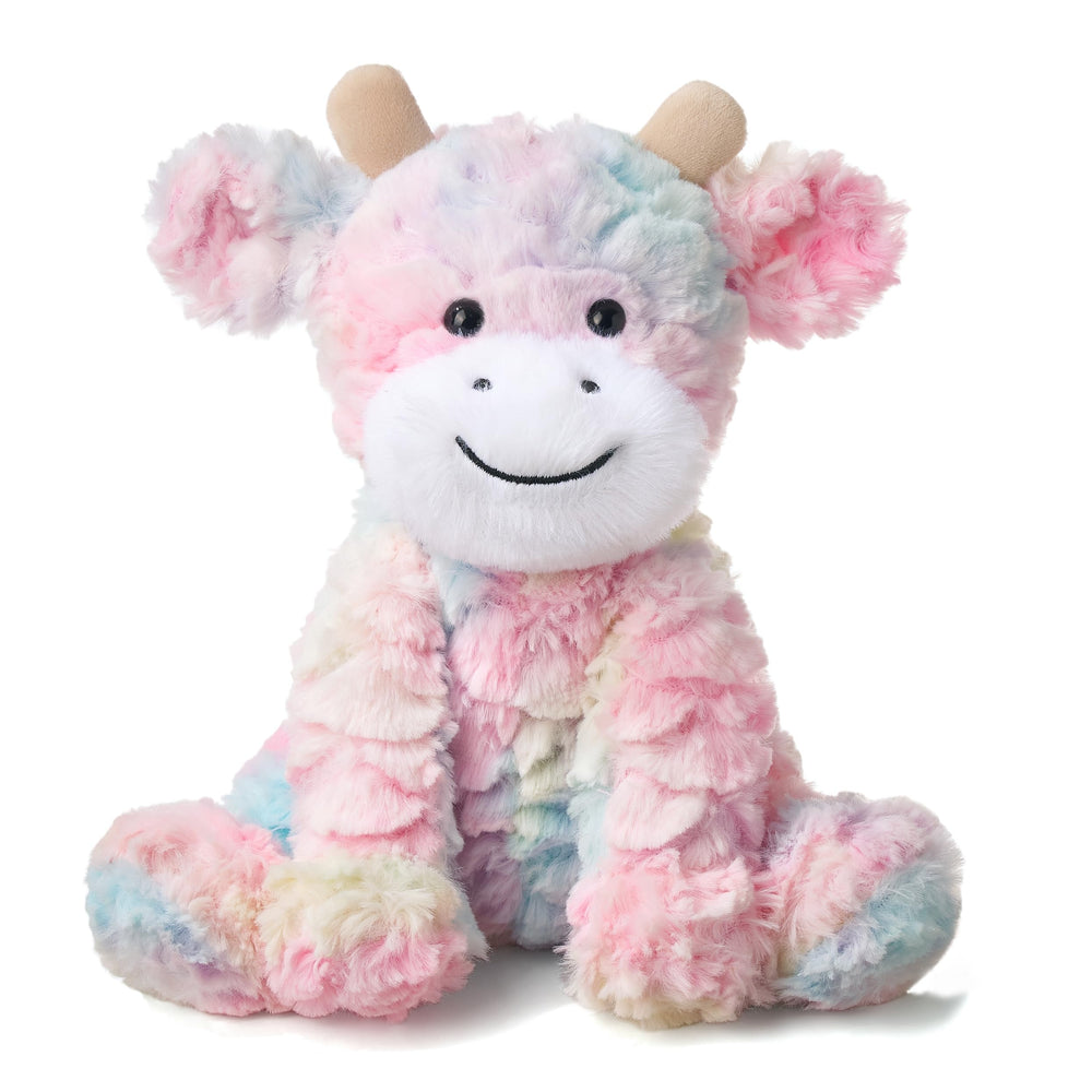Hopearl adorable plush cow toy with rainbow colors for imaginative play
