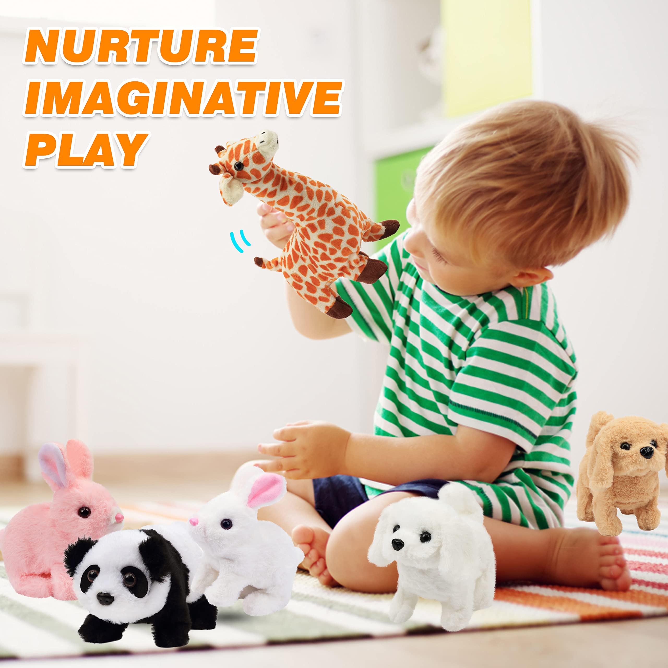 Hopearl brown plush dog in golden retriever style for cuddly pretend play.
