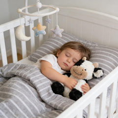 Hopearl dairy cattle toy for kids emphasizes safe, huggable companionship.