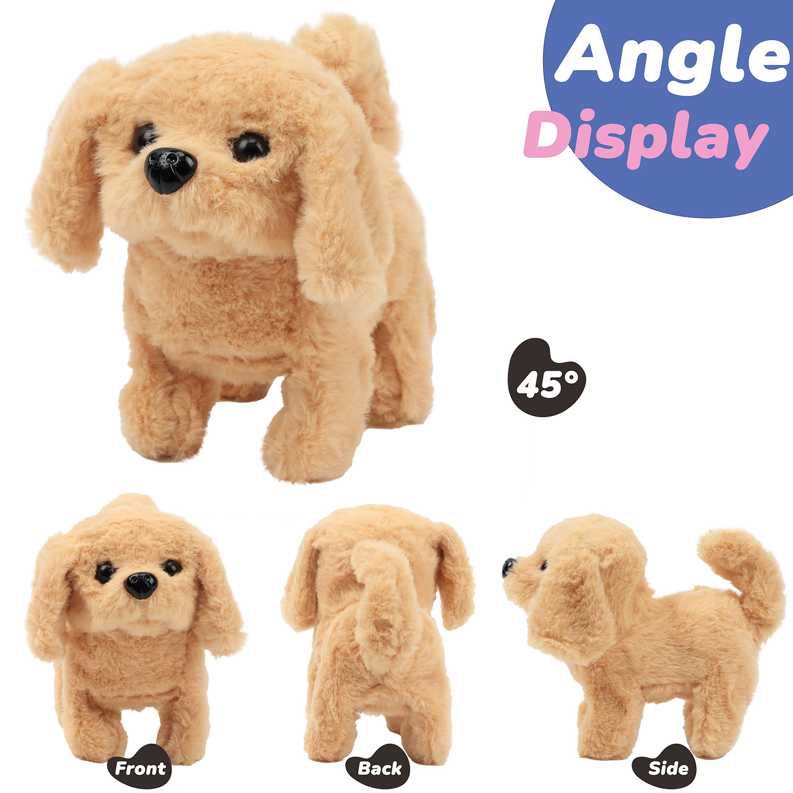 Hopearl head-nod interactive puppy greets children during playtime.