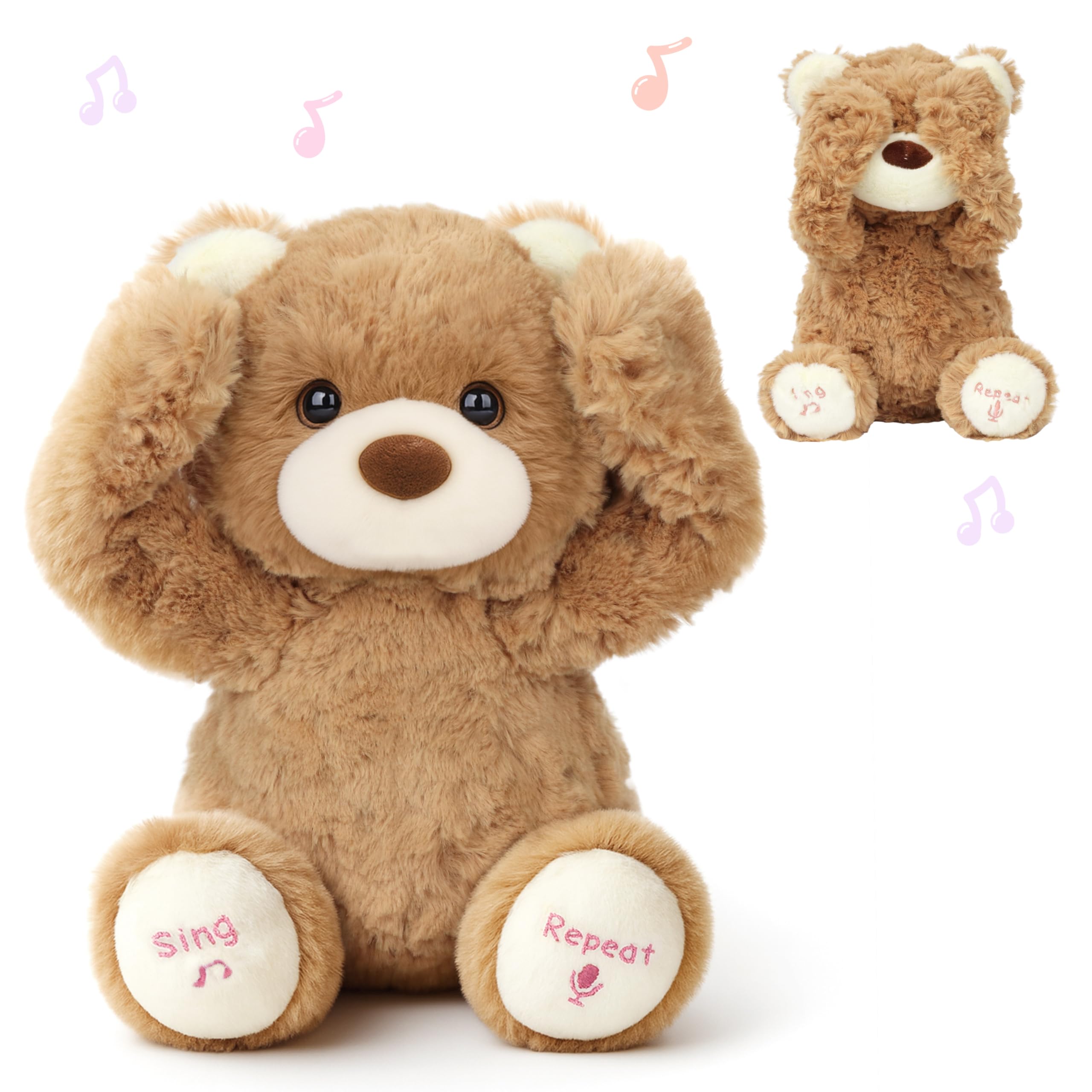 Hopearl Peek A Boo Bear left button sings for interactive play and language practice.