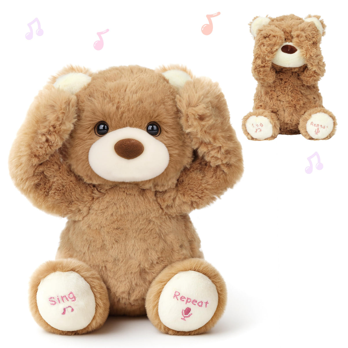 Hopearl Peek A Boo Bear left button sings for interactive play and language practice.