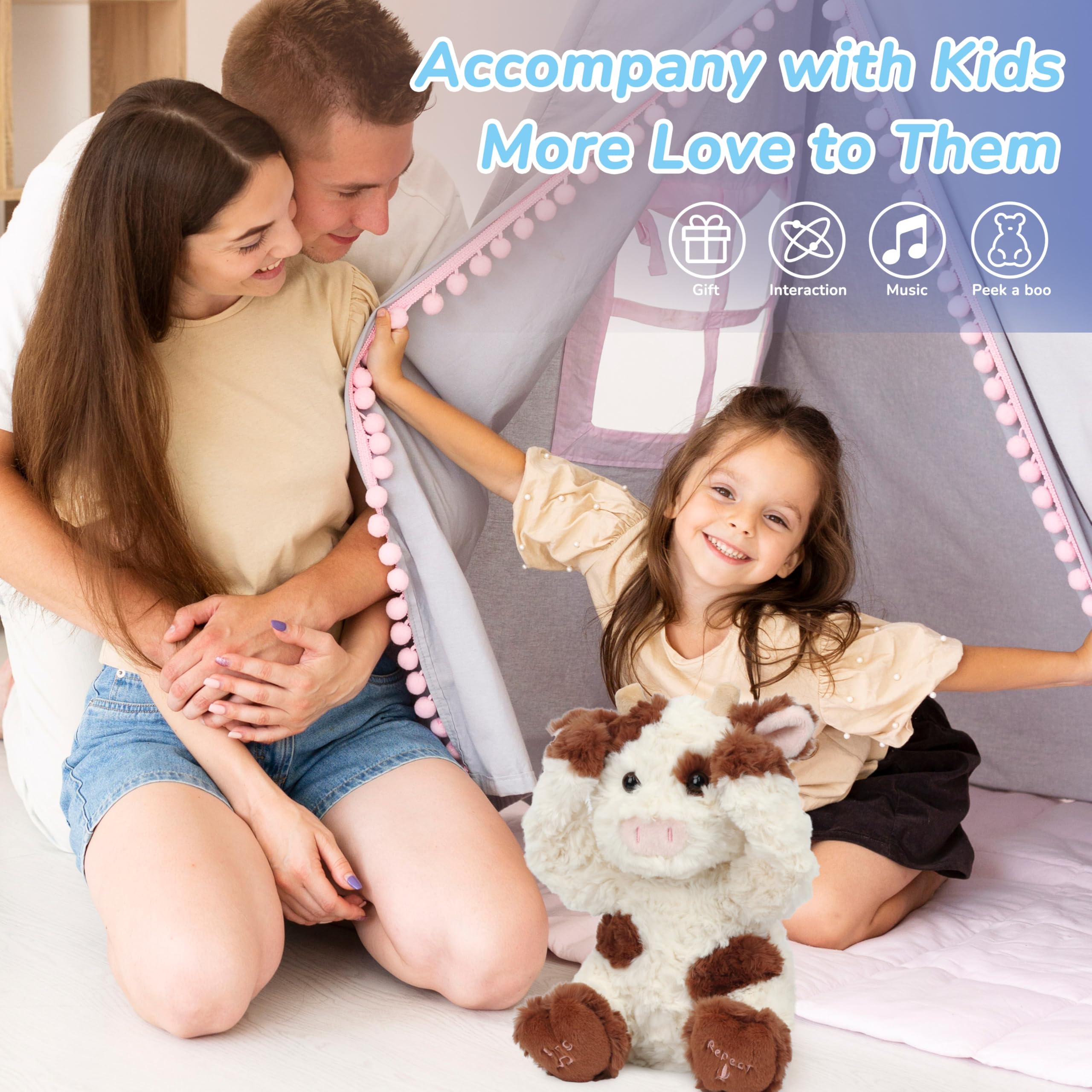 Hopearl Peek A Boo Cow packaging includes care instructions illustrated