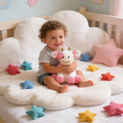 Hopearl plush cow toy bedtime cuddle buddy for kids.