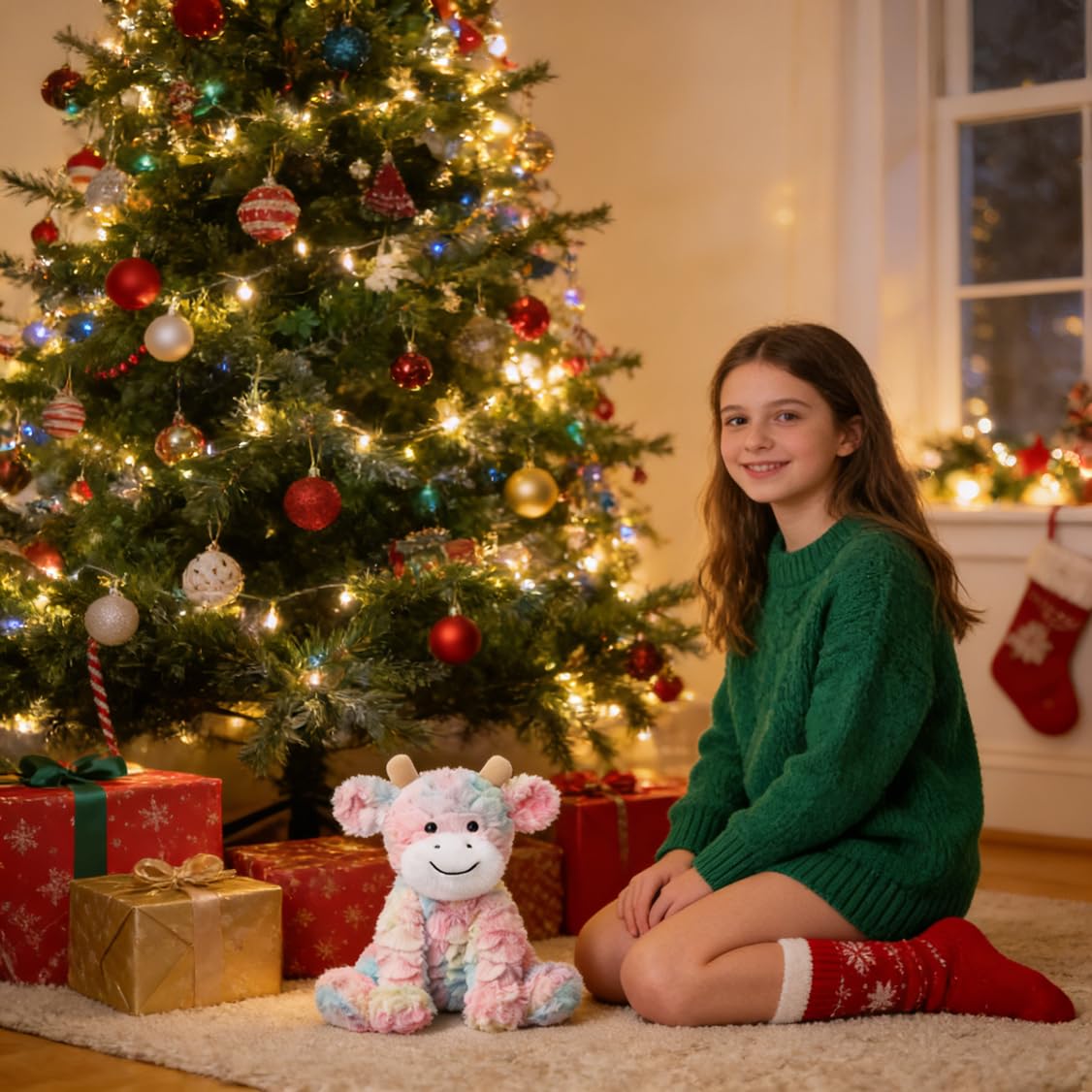 Hopearl plush cow toy hugs easily and fits small hands