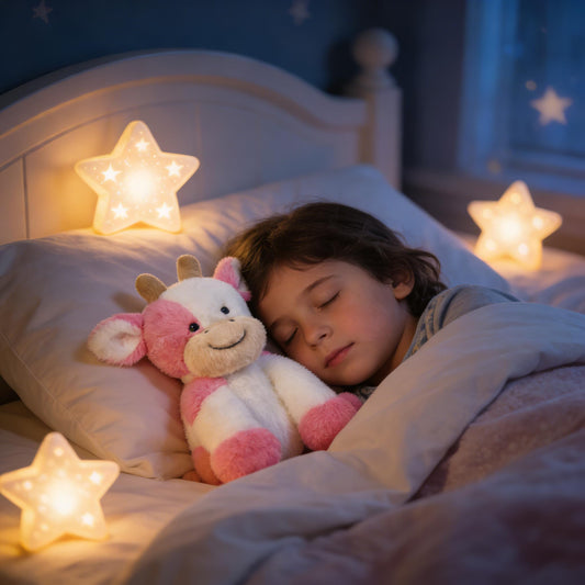 Hopearl plush cow toy with soft fluffy fabric for gentle play.