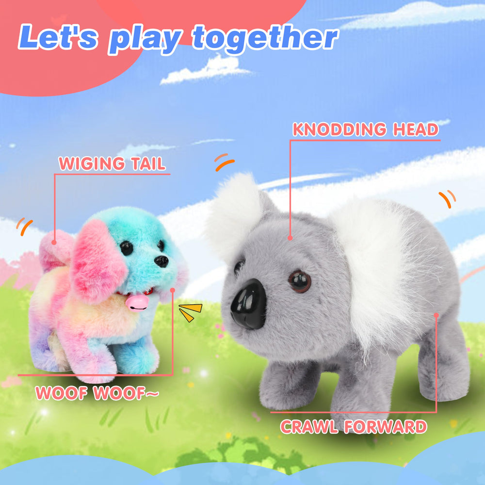 Hopearl Walking Dog with Bell tummy tilt; adorable pose sparks cuddly play