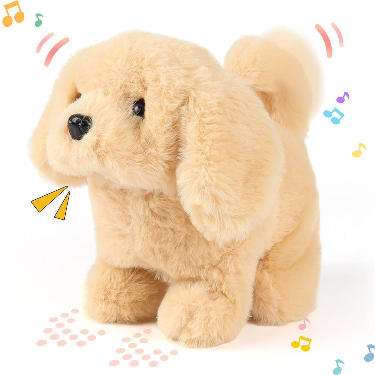 Hopearl walking dog golden retriever toy, seven-inch motion for active play and engagement.