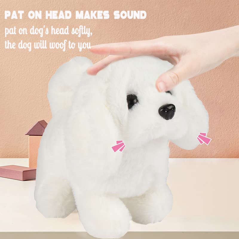 Hopearl dog performs walking and woof sounds during interactive storytelling and games.