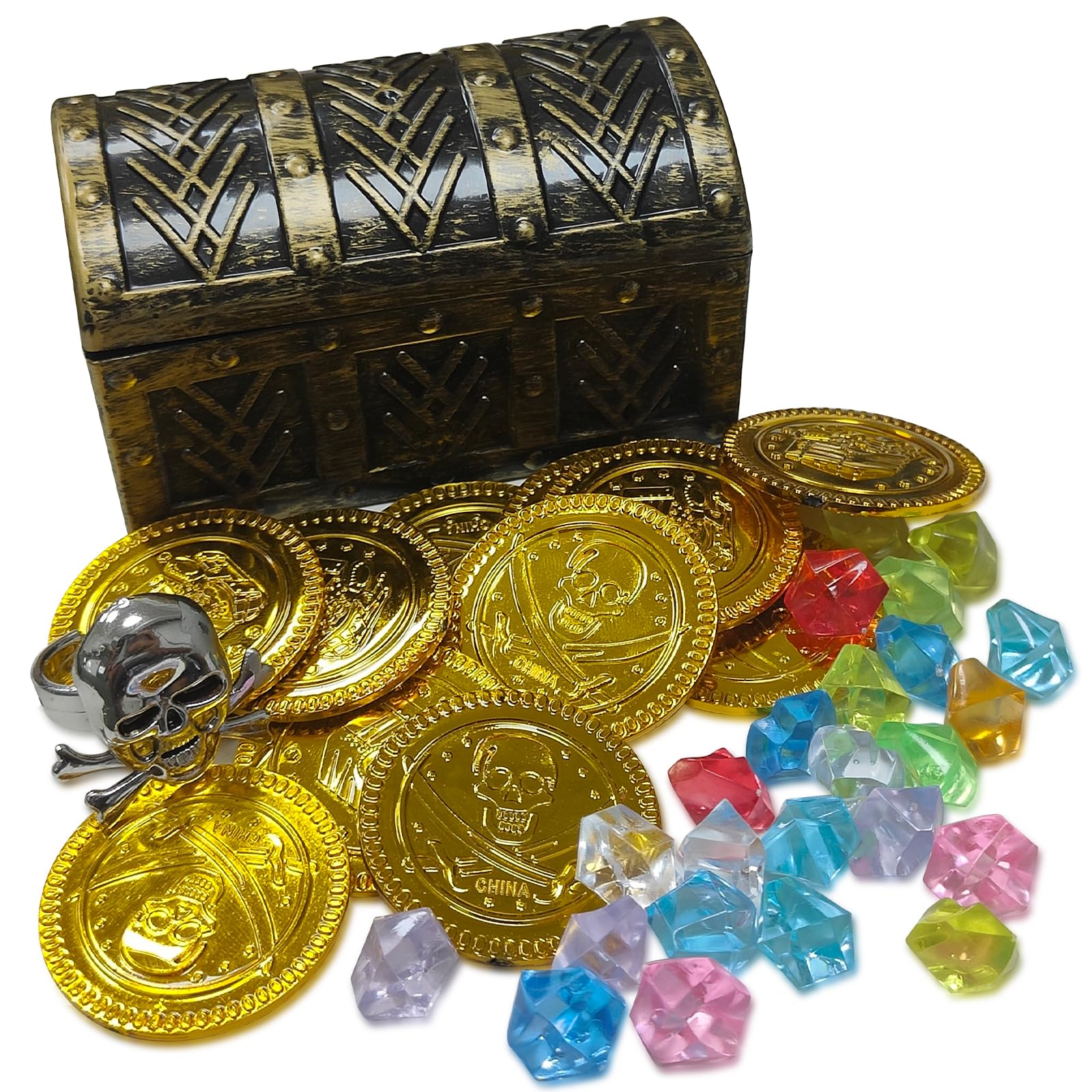 HOPELJ Kids pirate treasure chest, vintage look for imaginative play