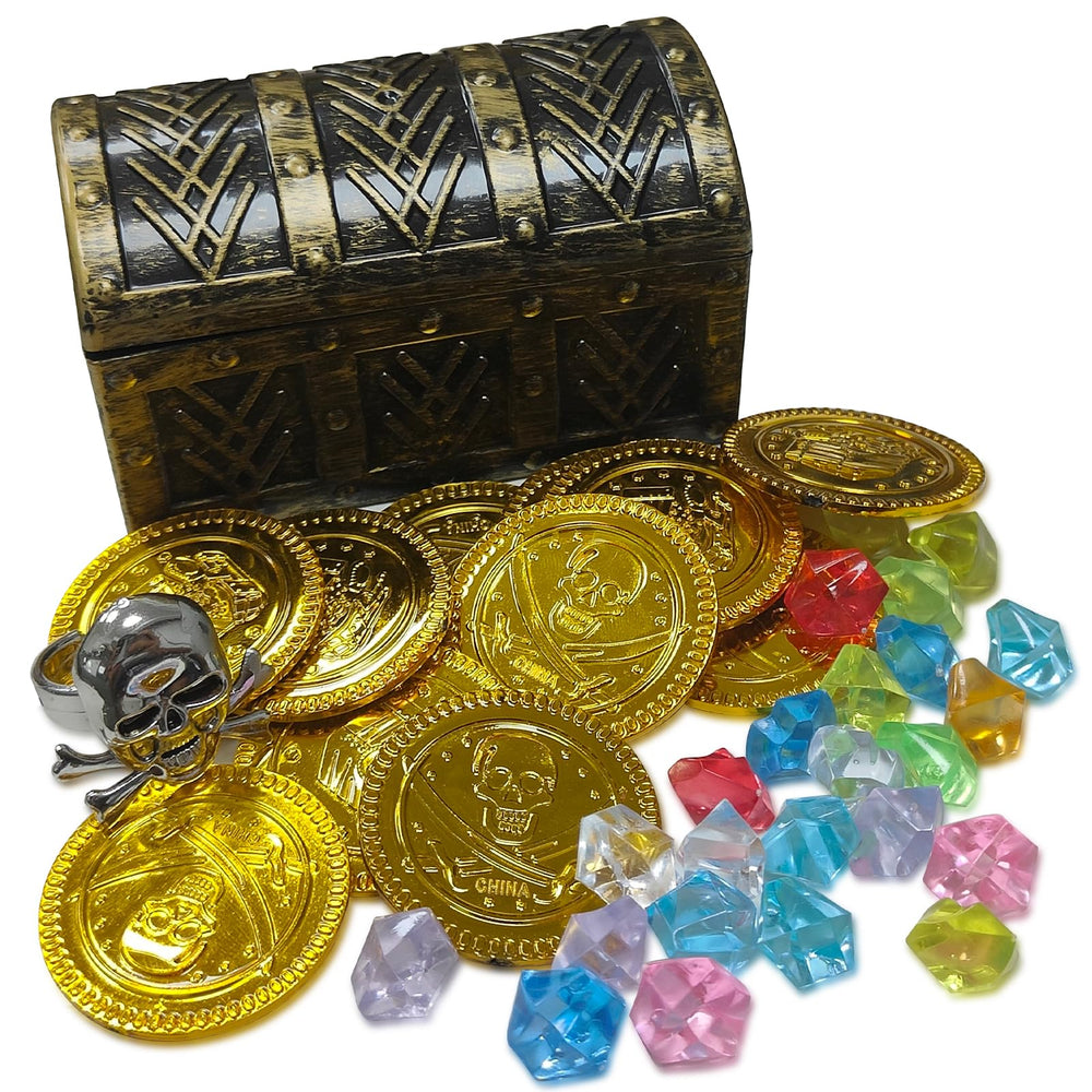 HOPELJ Kids pirate treasure chest, vintage look for imaginative play