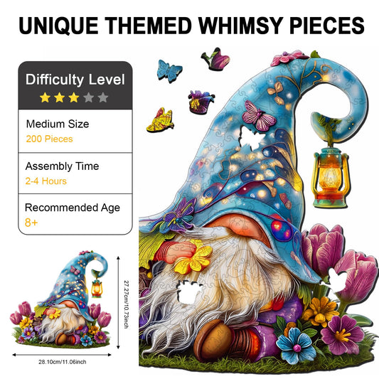 Hopelucr detailed wooden puzzle front view showing whimsical shapes and natural textures.
