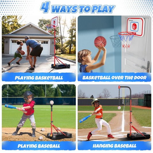 HopeRock 2in1 basketball and baseball combo in tee mode for indoor versatility