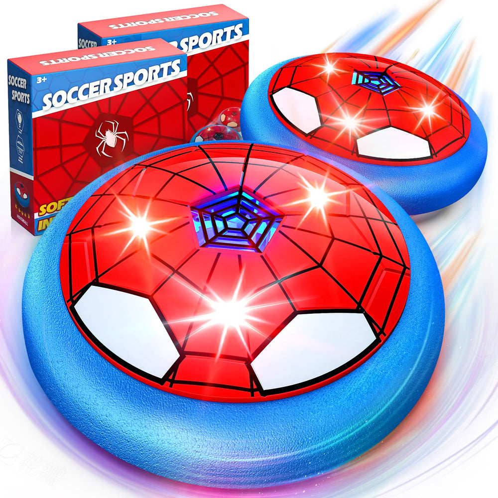 HopeRock hover soccer ball red front view with LED glow for indoor play