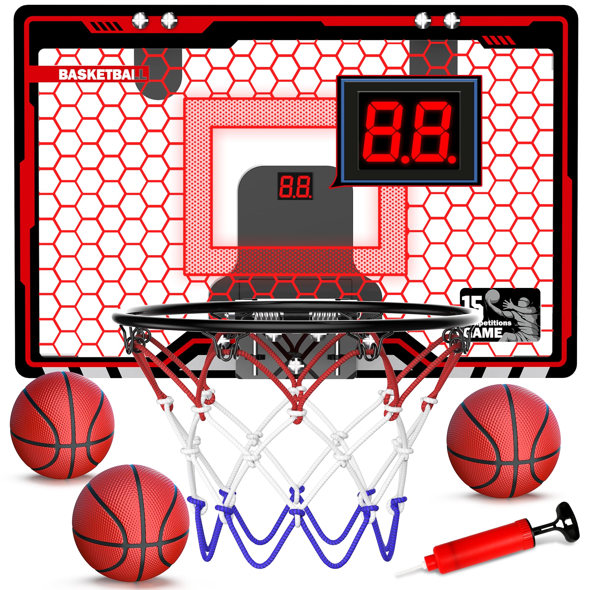 HopeRock over-the-door hoop with LED light for exciting night play