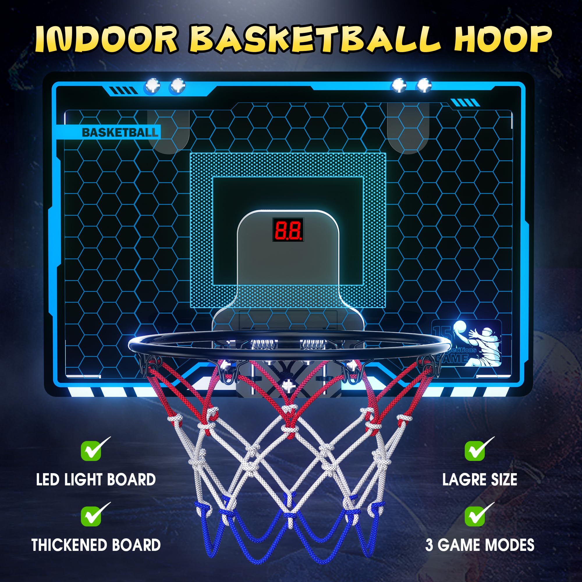 HopeRock thick backboard with shockproof construction protects doors and reduces noise