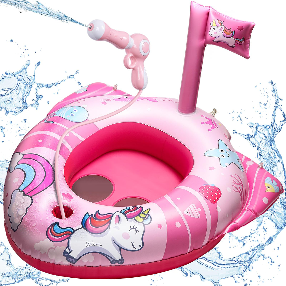 HopeRock unicorn pool float with water gun for kids' pool play