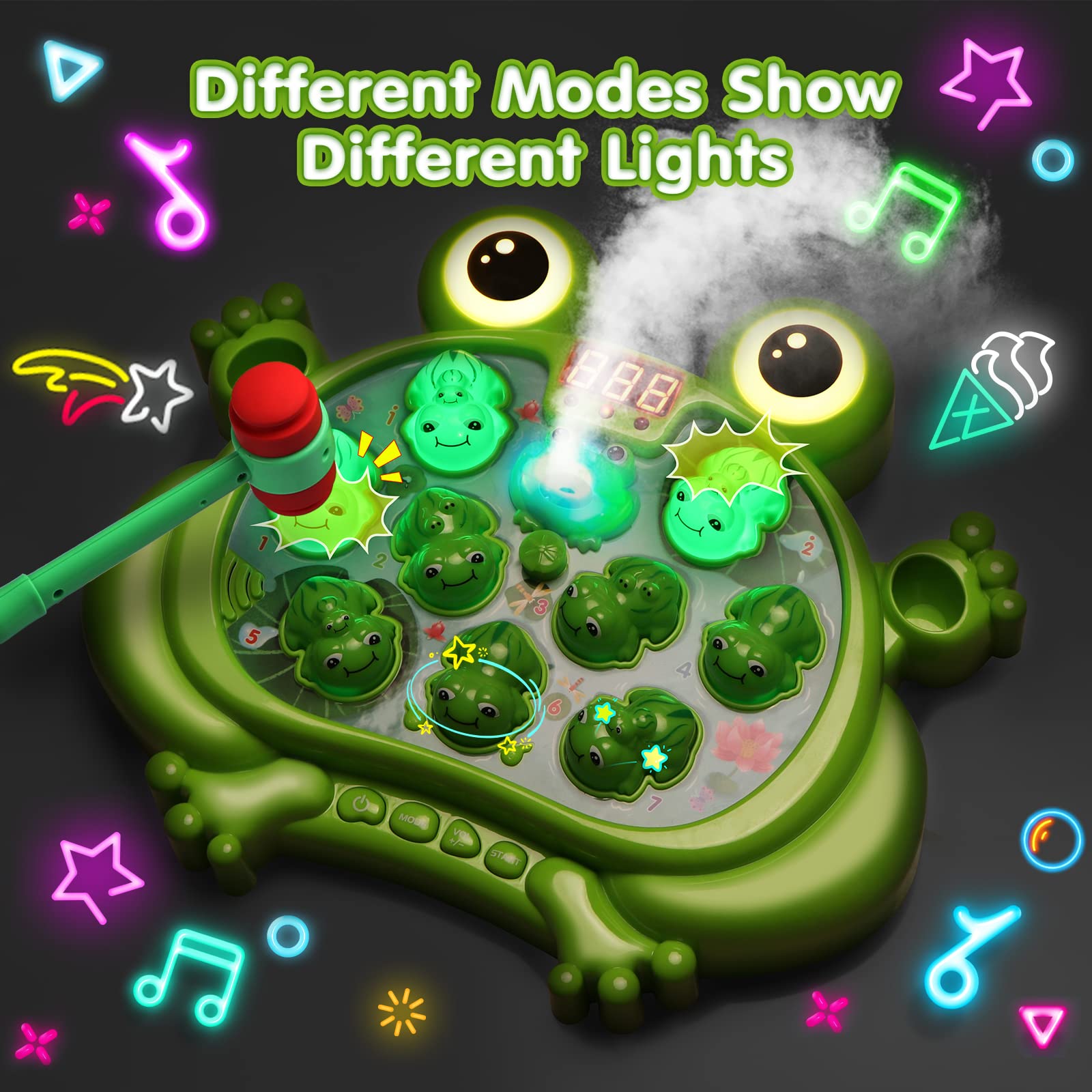 HopeRock Whack-A-Frog Game user pressing a frog during play for coordination