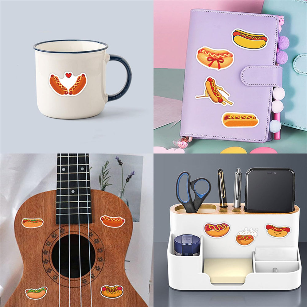 Hopetl hot dog stickers on cups, waterproof and easy to apply.