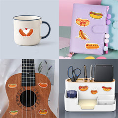 Hopetl hot dog stickers on cups, waterproof and easy to apply.