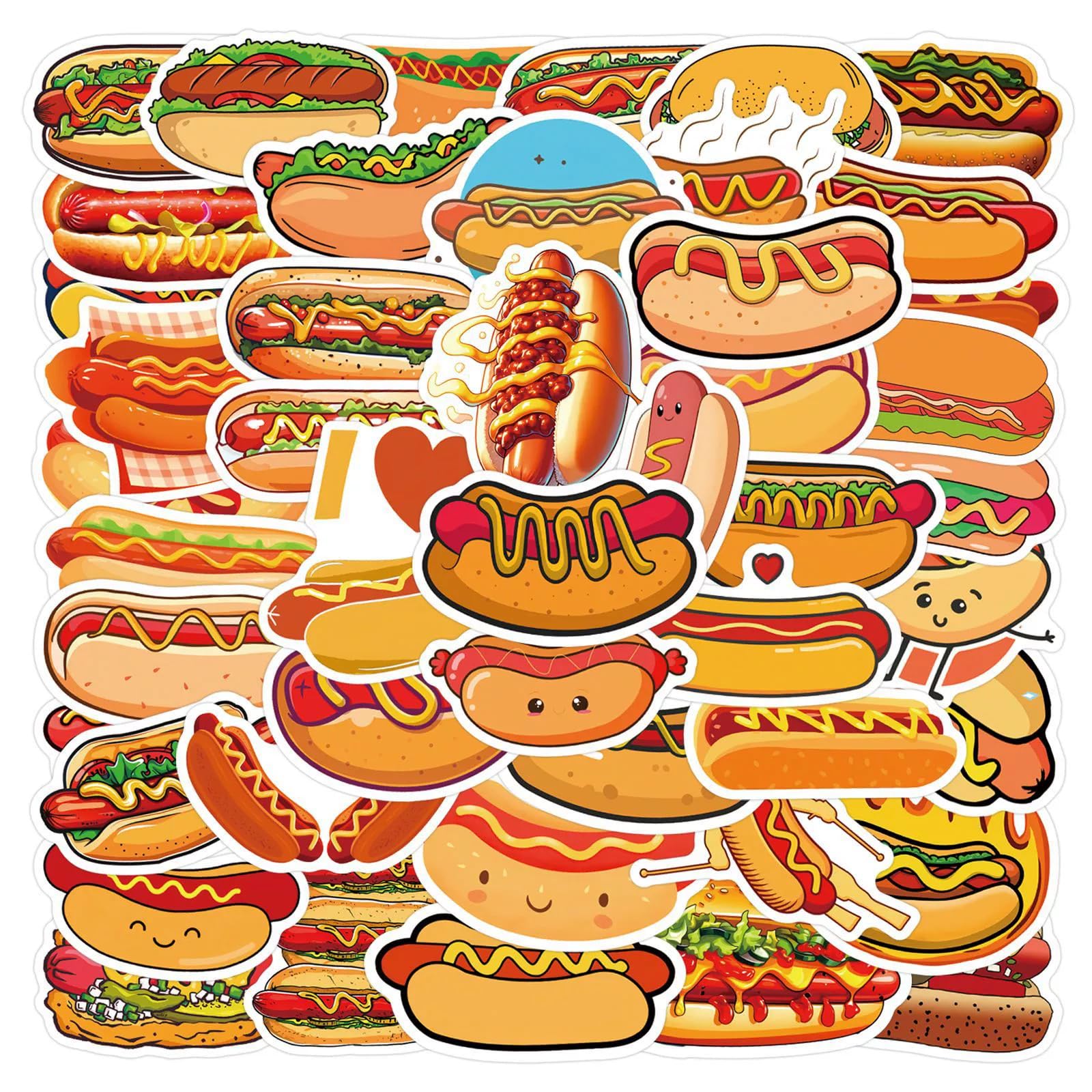 Hopetl hot dog stickers on water bottle for durable, waterproof personalization.