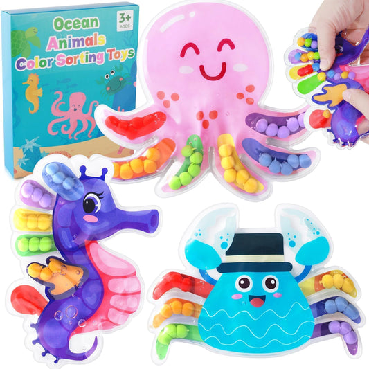 Hopihy Sea Animals 3Pack color sorting tubes for early color learning