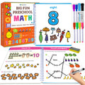 HOQEEWIPE preschool math workbook cover motivates early learning with bright illustrations.