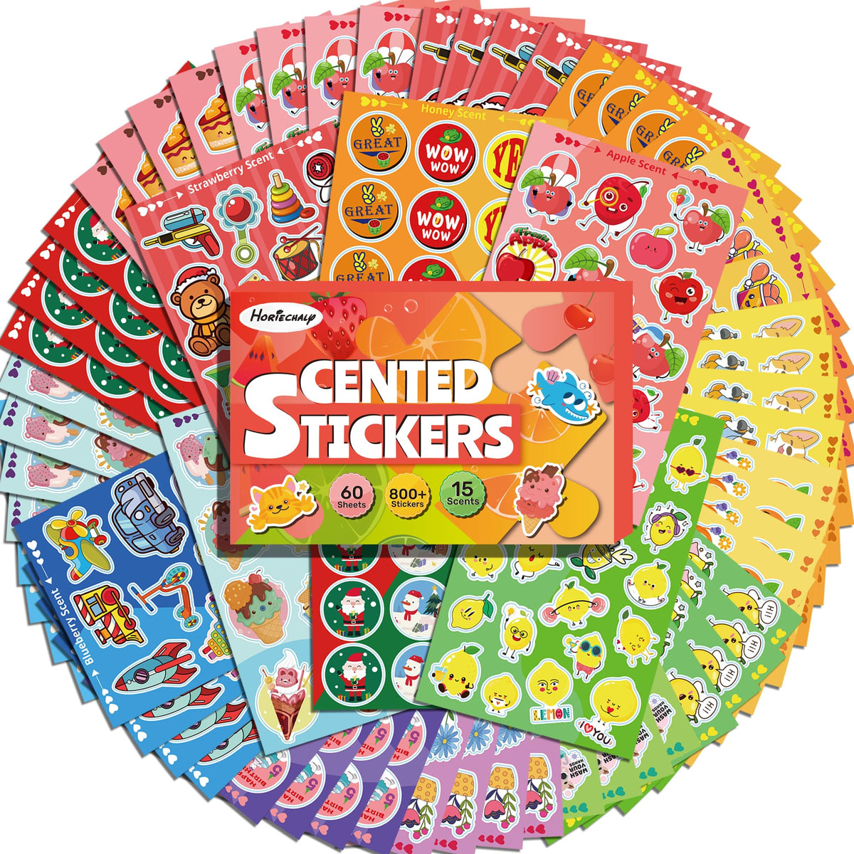 HORIECHALY Smelly Stickers collection for kids rewards and classroom activities.