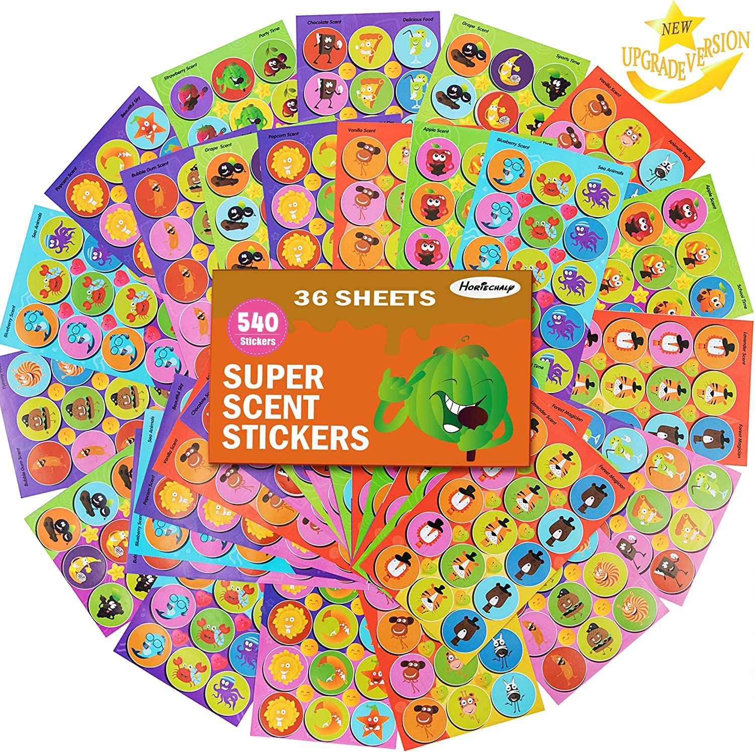 HORIECHALY Smelly Stickers Scratch and Sniff with fruity scents for classroom fun.