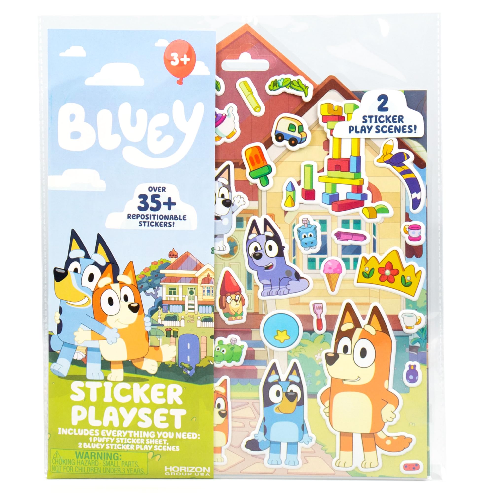 Horizon Bluey Sticker Playset two scenes enable versatile on-the-go storytelling.