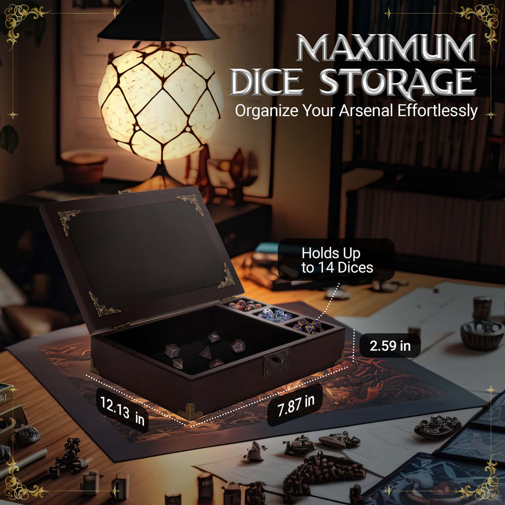 HORNATE DND dice box storage keeps dice secure between games.
