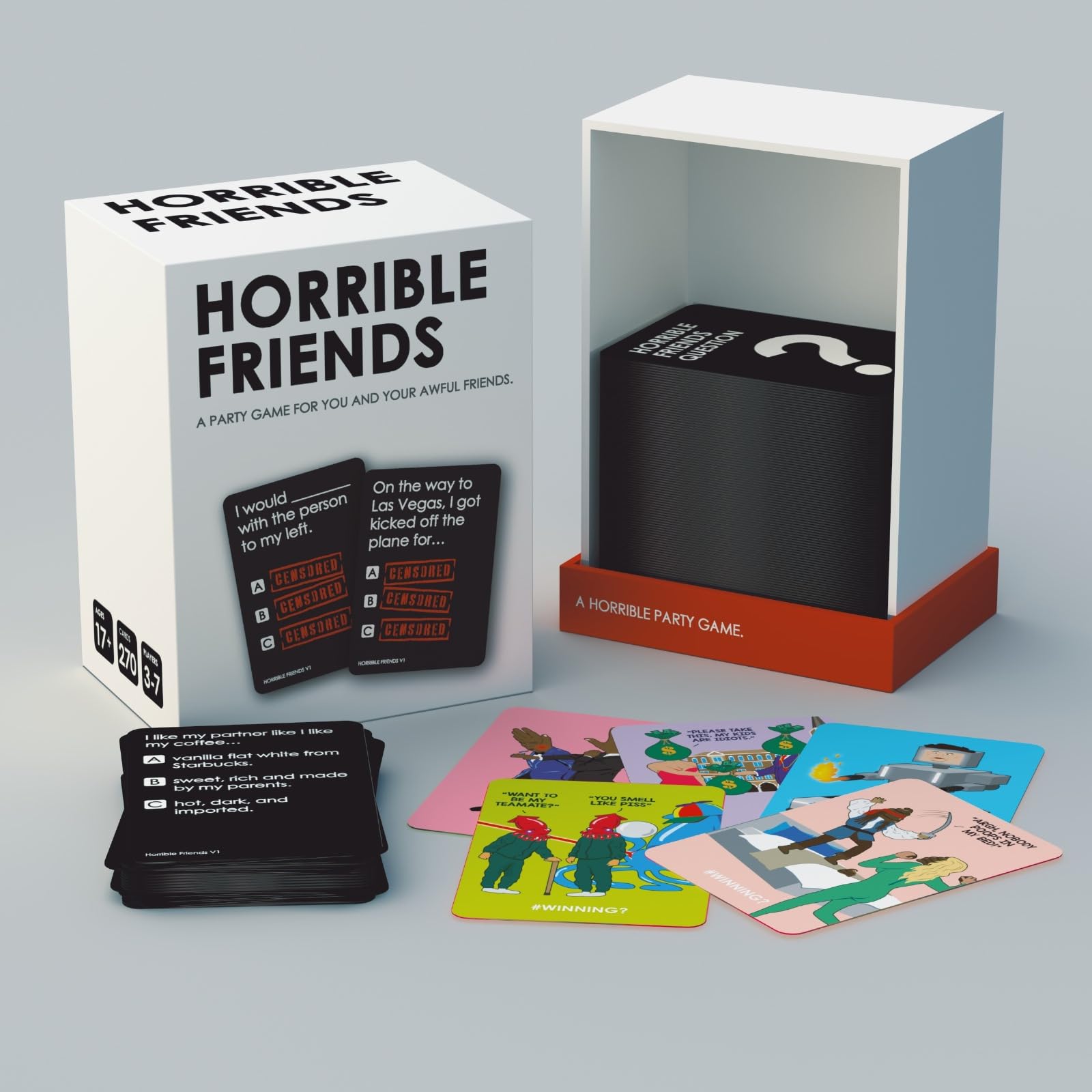 Question card shows a humorous prompt ready to spark lively voting and conversations.