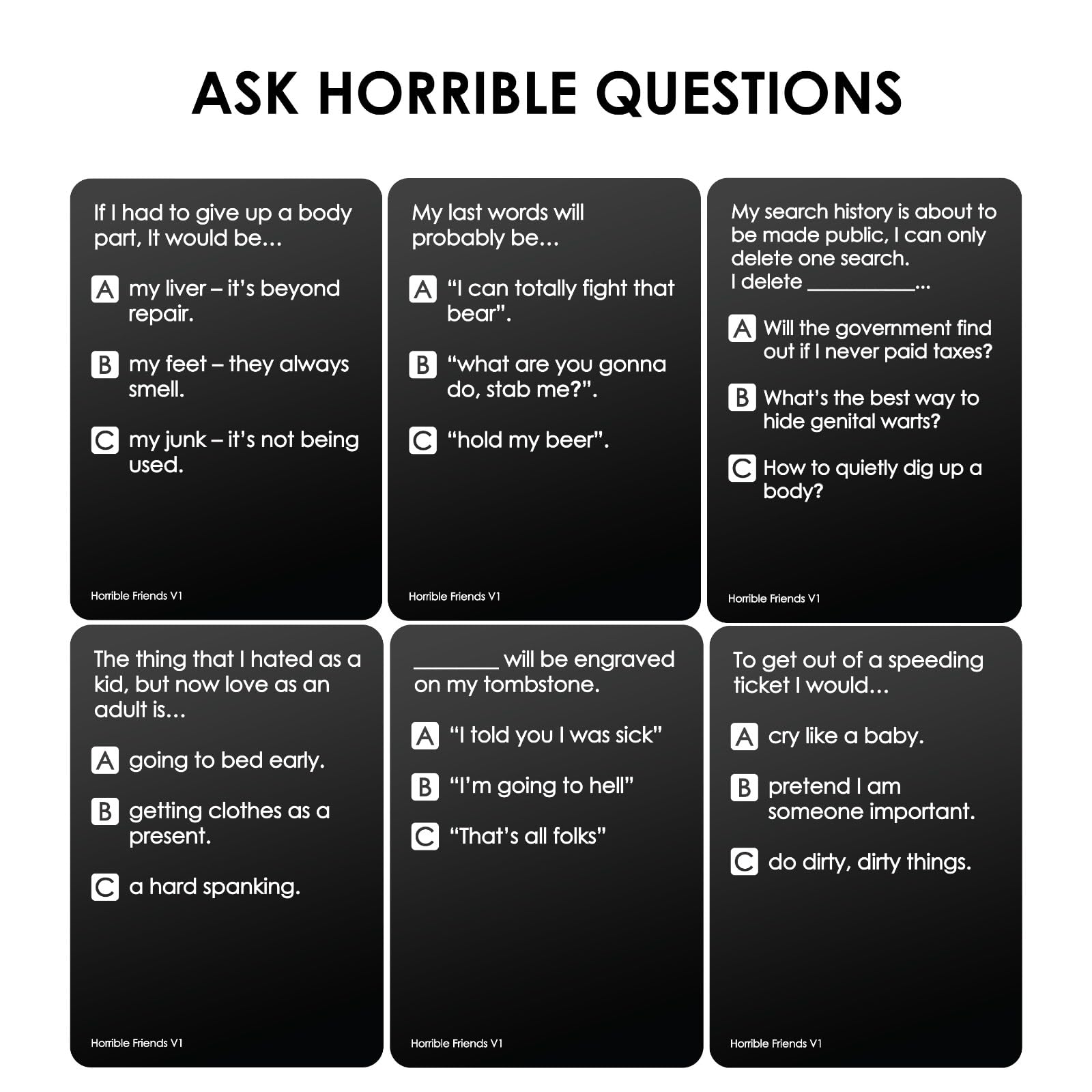 Voting action card demonstrates quick, interactive play that drives laughter and friendly banter.