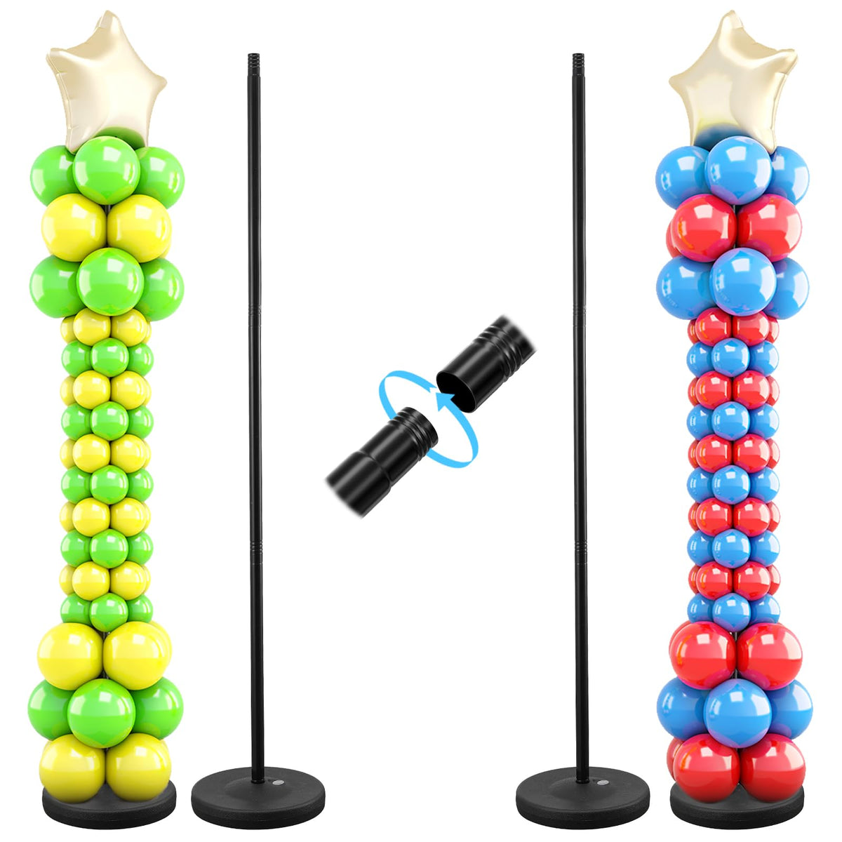 HORSE SECRET balloon column stand base in black offers stable centerpieces for any party.