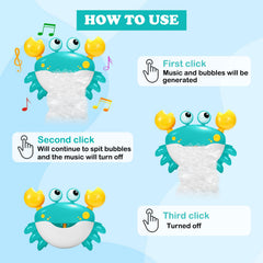 HOSBENI Crab bath toy demonstrating music function for cheerful baths.